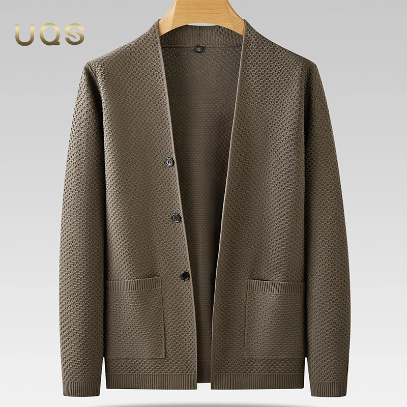 大码春秋男士针织开衫宽松舒适弹力毛衣简约纯色文艺休闲百搭时尚