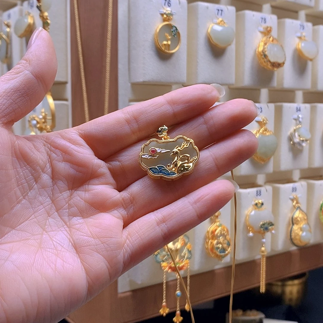 和田玉银S925镶嵌颈饰