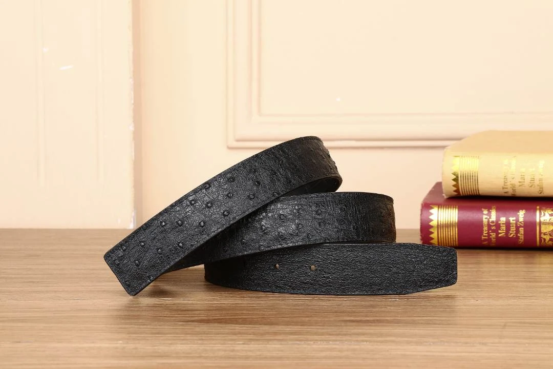 （单带条）3.8宽鸵鸟皮+鳄鱼皮双面腰带礼盒装-建