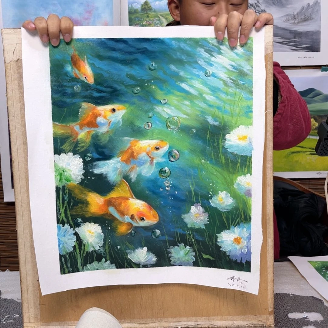 油画行路人小院绘画作品竞拍