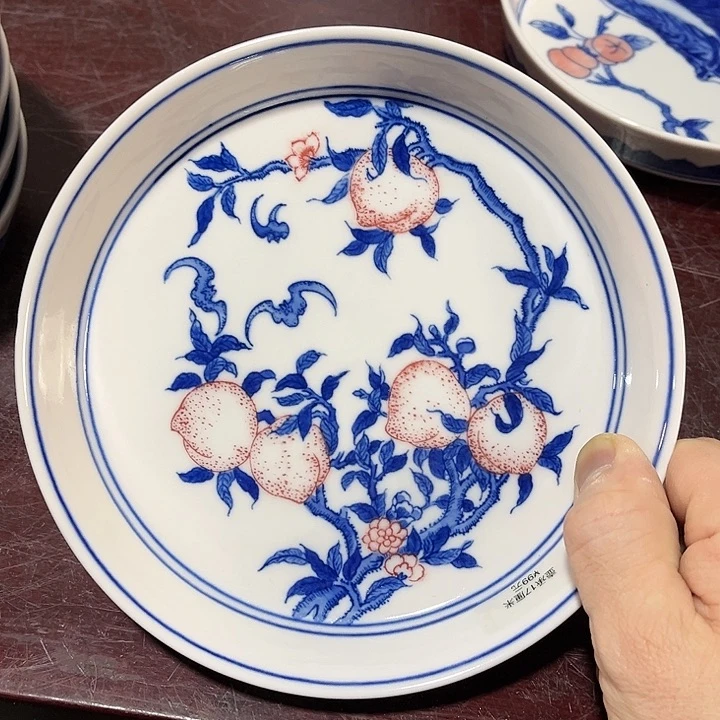 瓷片景德镇陶瓷茶盘。红。17厘米。