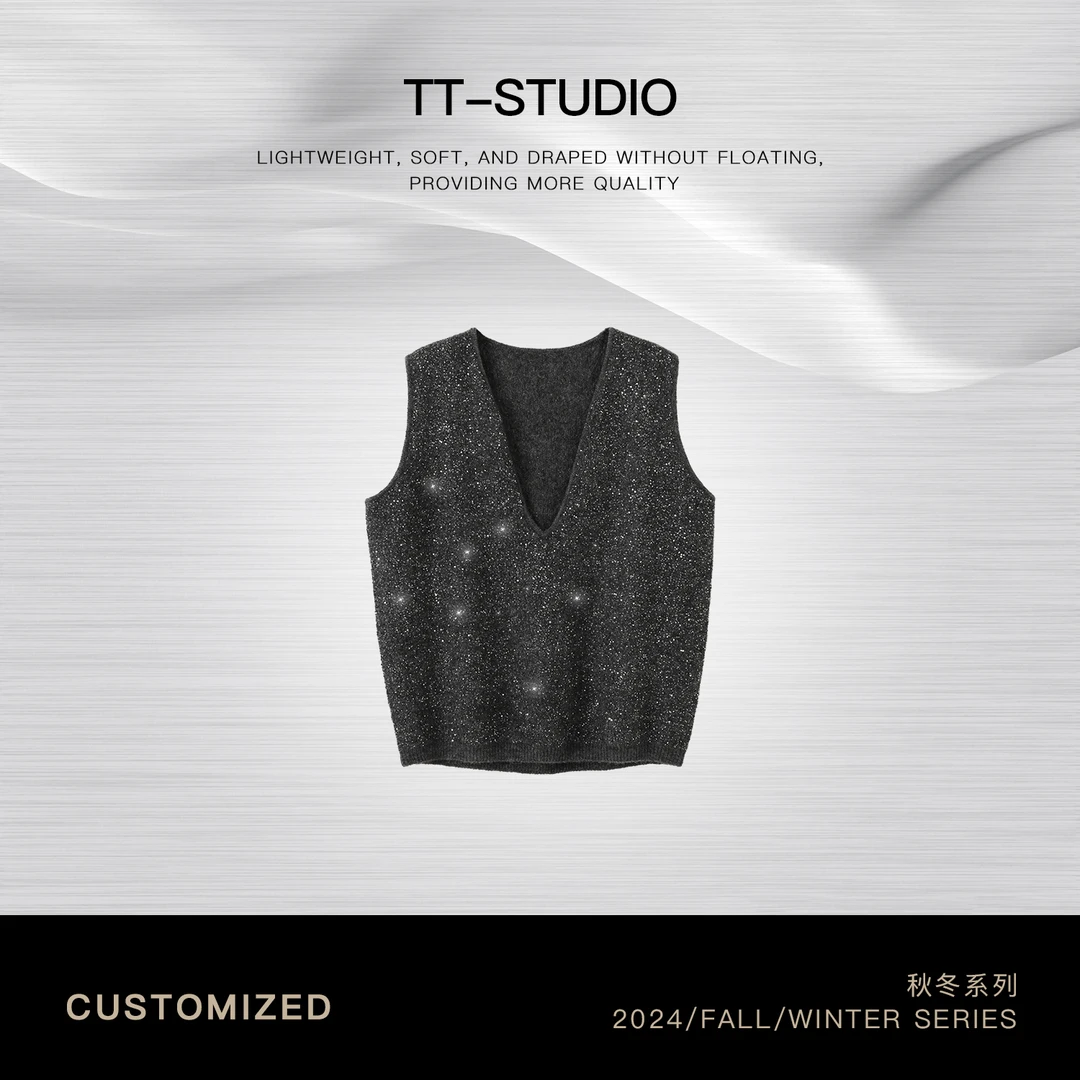 TT【繁星】满天星新款马海毛V领设计时尚无袖背心马甲TT-MB143