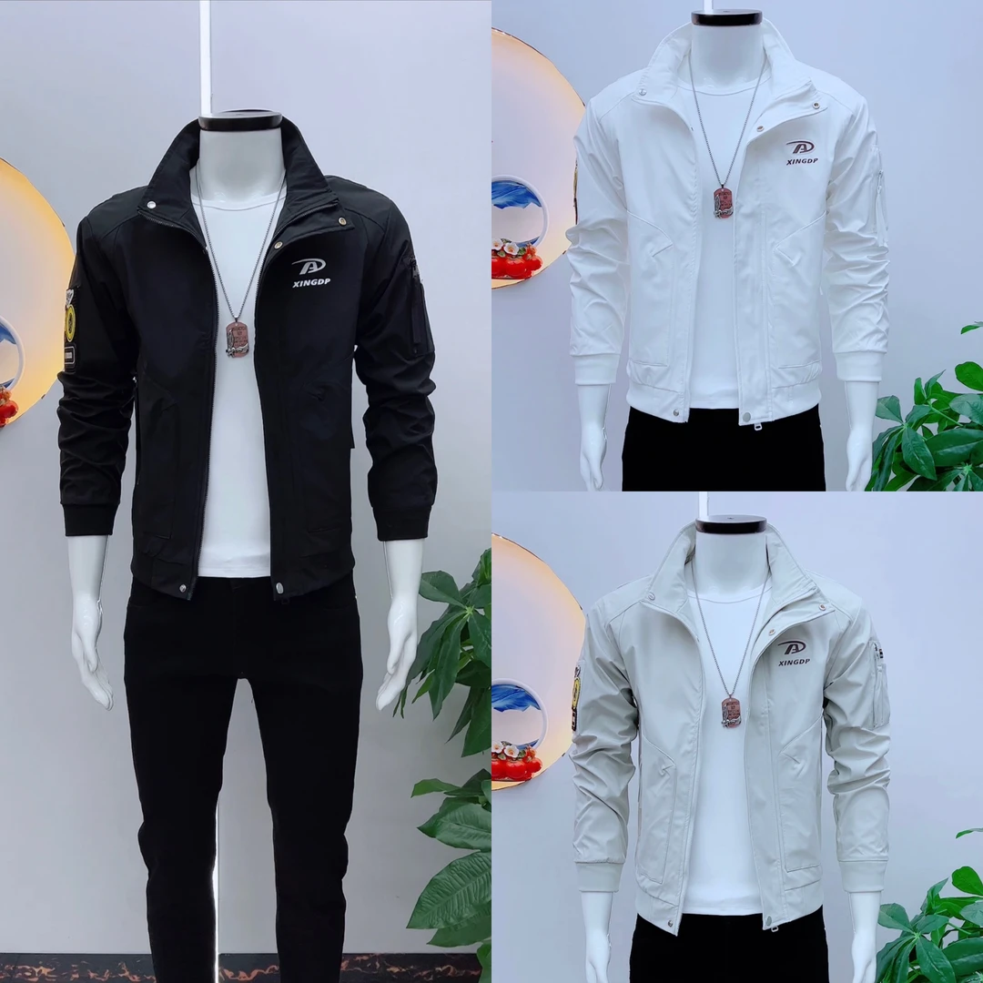 简约时尚高级感男士夹克韩版潮牌痞帅男士春秋外套简约百搭男外套