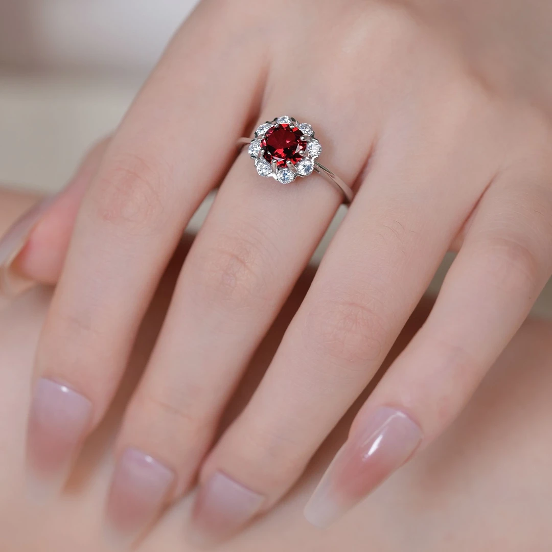 ECI【直播福利】仙女款石榴石手串s925银镶红色宝石戒指石榴石戒指