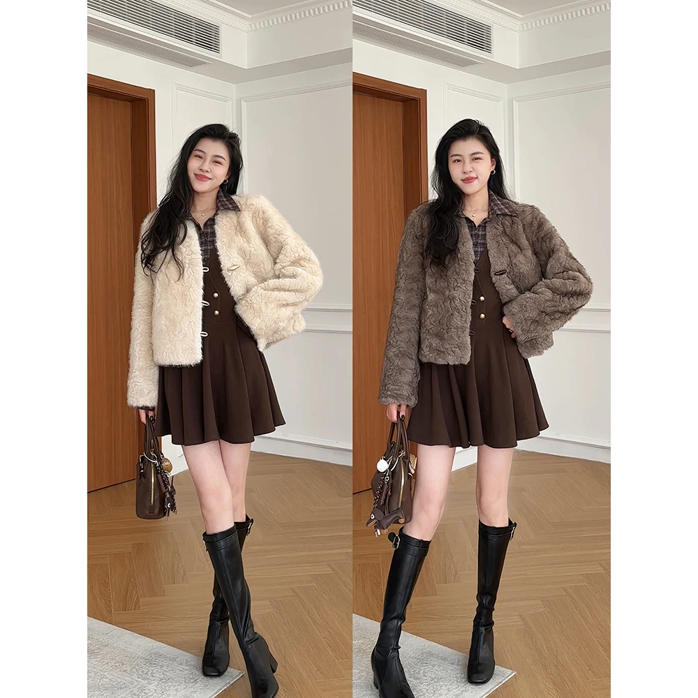 张阿星【绒绒冬日】软糯皮毛一体环保皮草外套W425Z19935