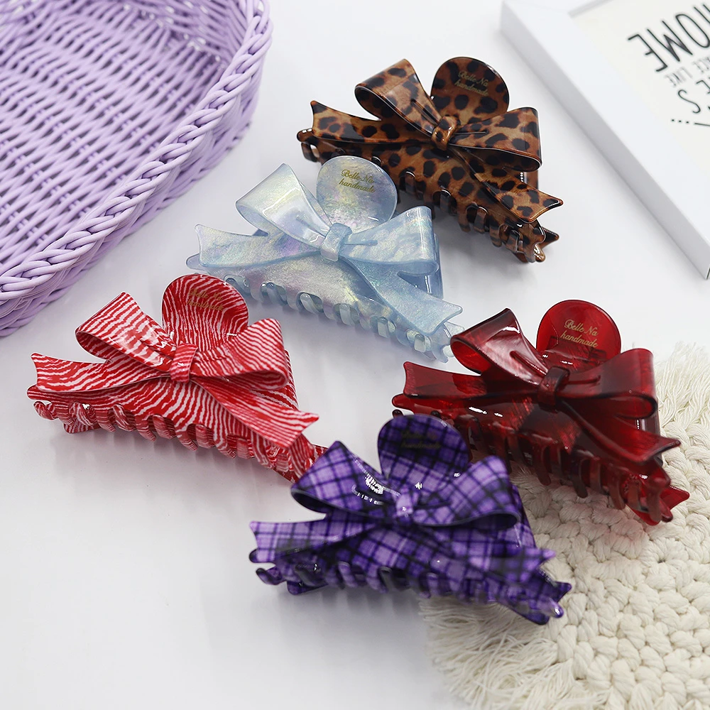 蝴蝶结抓夹可爱少女风发夹ins奢华鲨鱼夹轻奢简约高级感甜美发饰