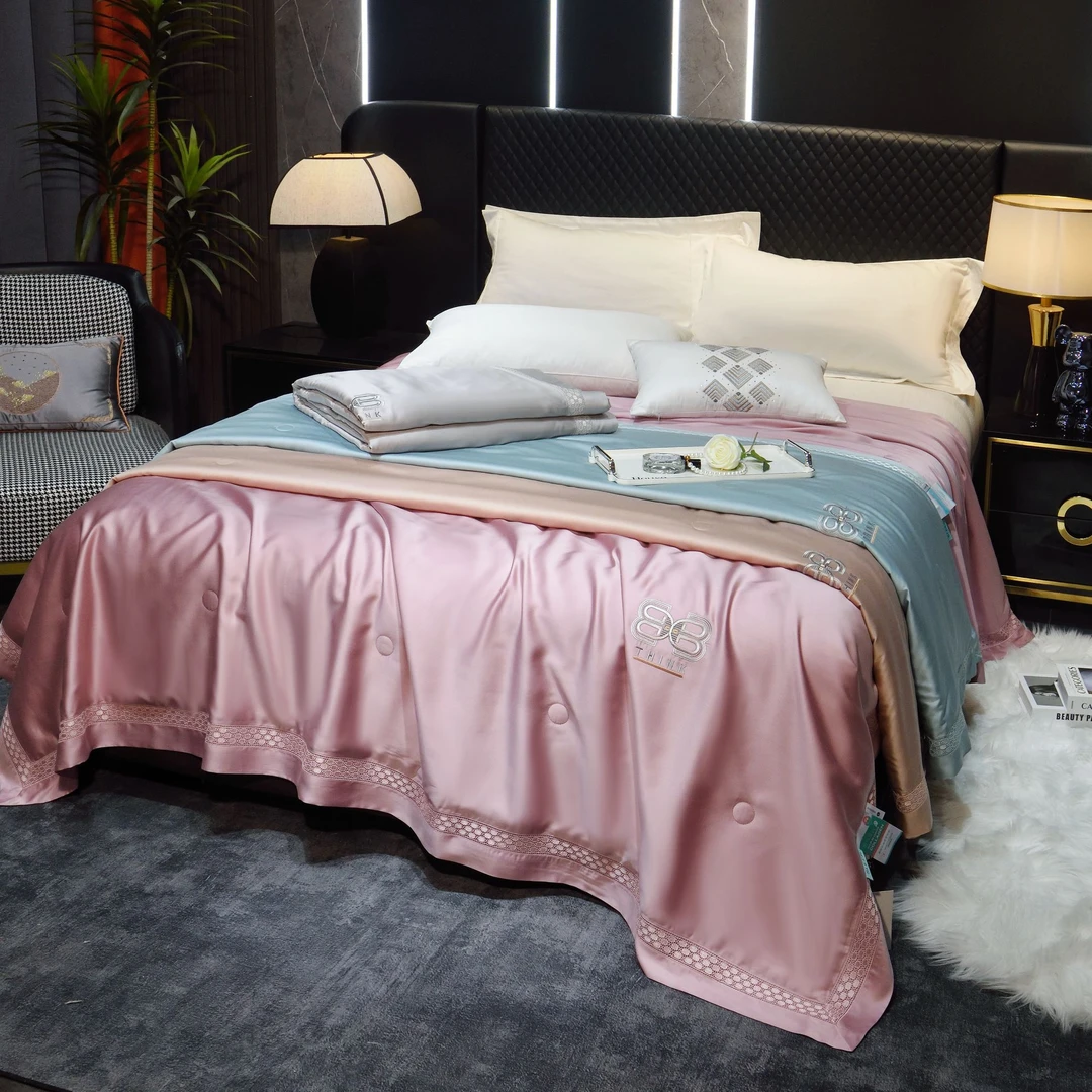 2025新款天丝莱赛尔刺绣镂空宽边夏季空调被夏被 赫拉