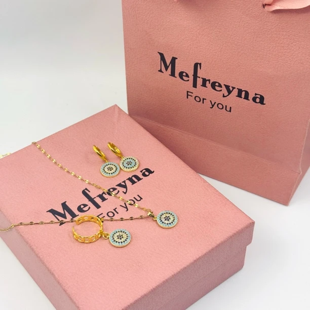 铜玻璃项链 TJ261 铜首饰 项链耳环戒指三件套