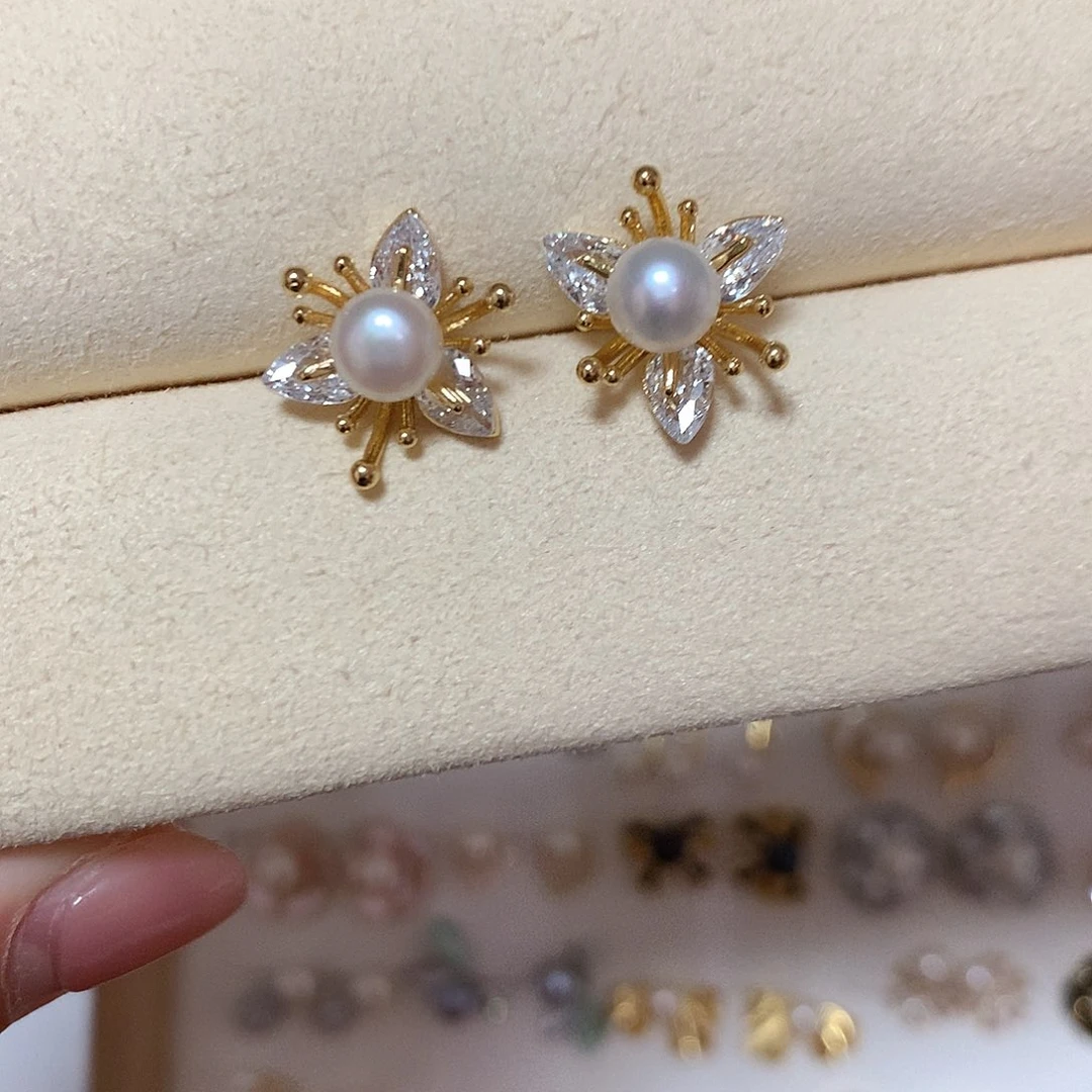 淡水珍珠耳饰合金