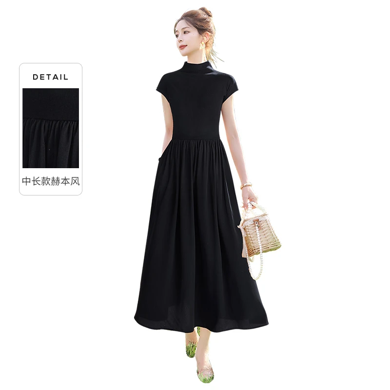 丝柏舍夏季新款赫本风长款连衣裙千金清冷感贵系衣服S42B1509L