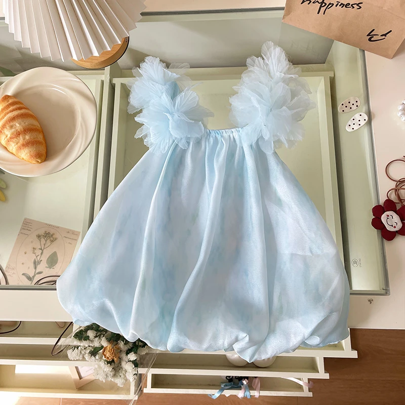 现货【橘止皮】XQ259159夏季新款儿童连衣裙女童网纱裙女宝公主裙