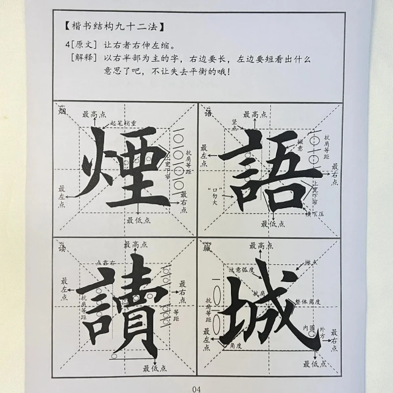 欧体田楷结构92法毛笔字帖初学入门自学成人临摹练字贴教程田英章
