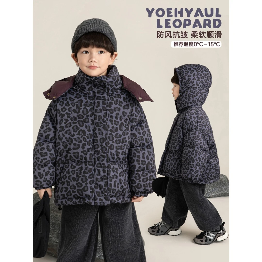 幼悠冬四波【野性豹纹】男童抗风抗皱柔软绵滑保暖 汉服 棉服 N7489