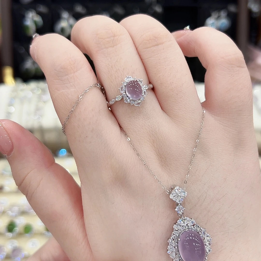 ****萤石戒指银S925镶嵌