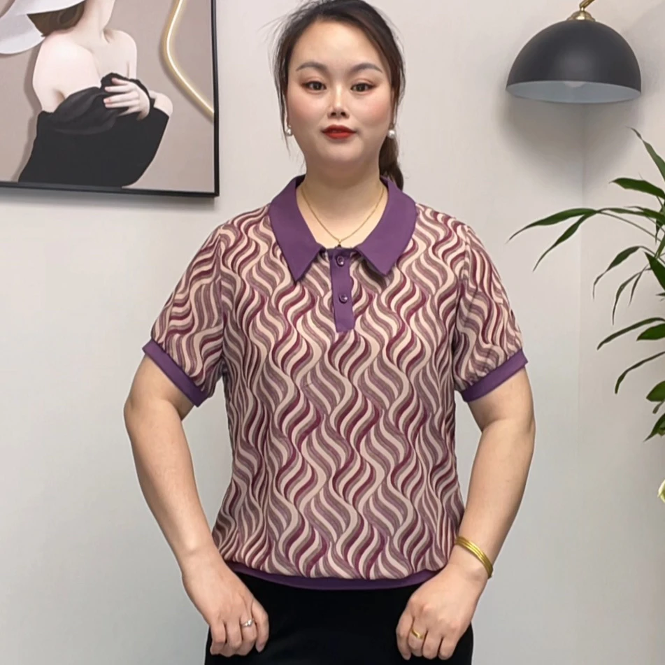 11933夏季薄款妈妈装翻领休闲宽松遮肉显瘦新款时尚洋气小衫上衣