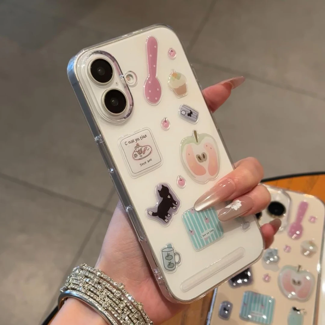 立体青苹果DIY贴纸适用16手机壳iPhone15promax新款13/12华为mate