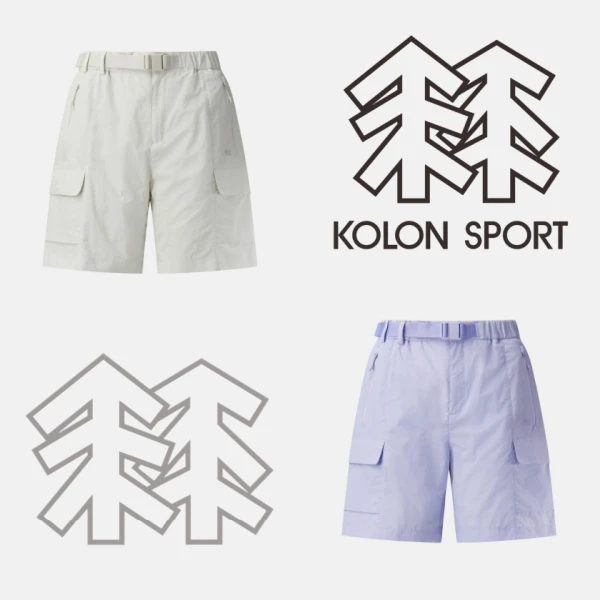 女款KOLON SPORT/可隆 山系户外休闲透气五分宽松直筒工装短裤