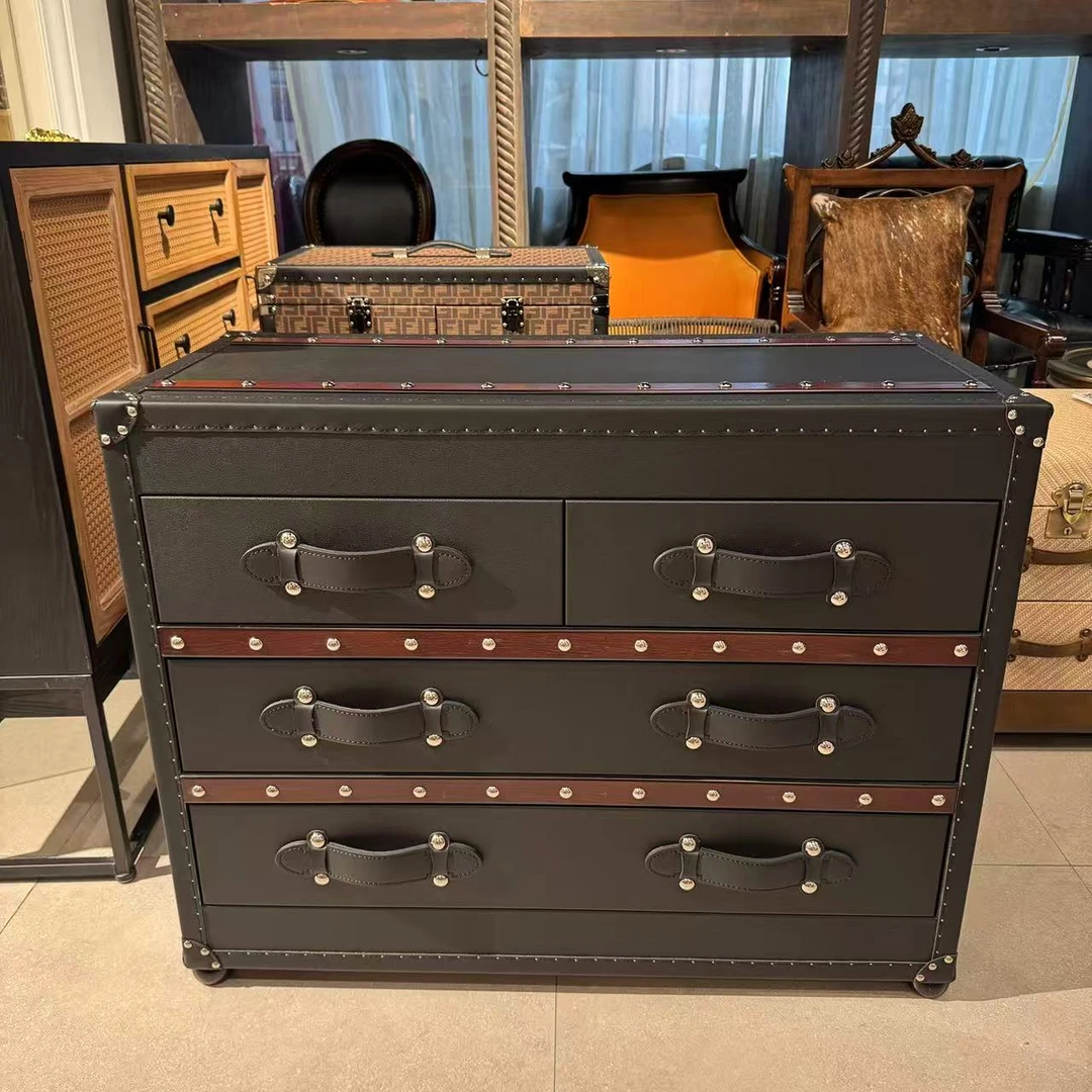 【源头工厂】美式复古三斗柜玄关家用储物柜大容量长100宽43高80cm