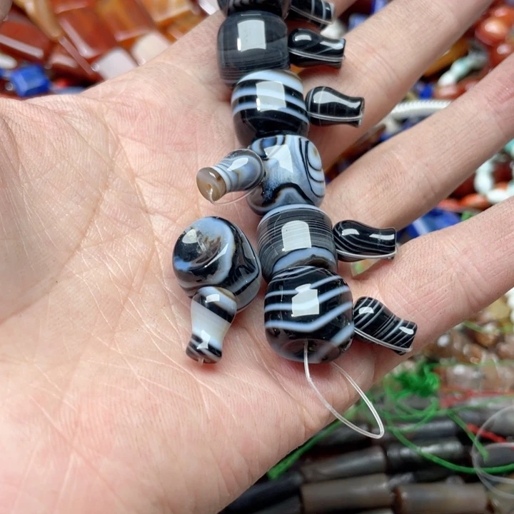 玛瑙/玉髓合金珠宝半成品一条14mm缠丝玛瑙三通