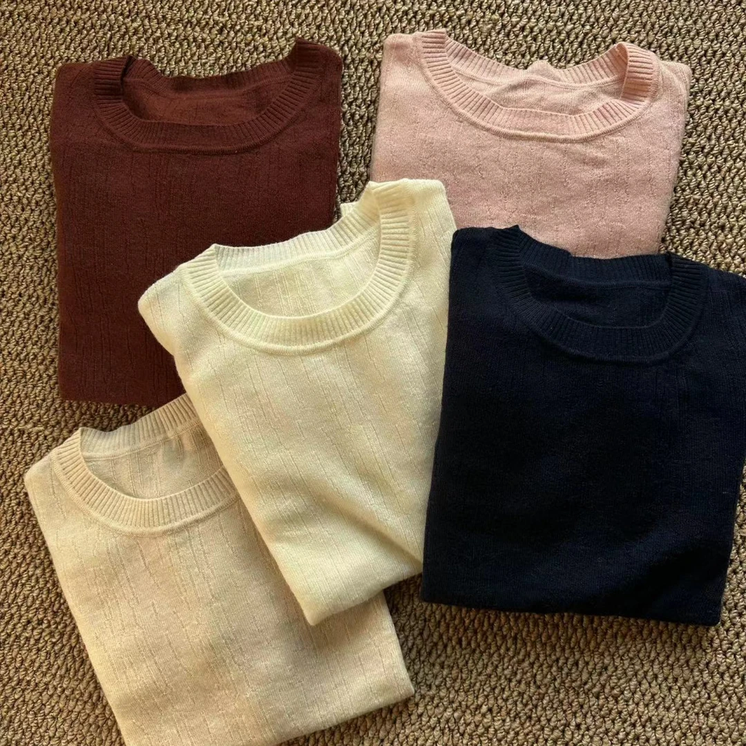 水溶羊毛双股圆领打底衫