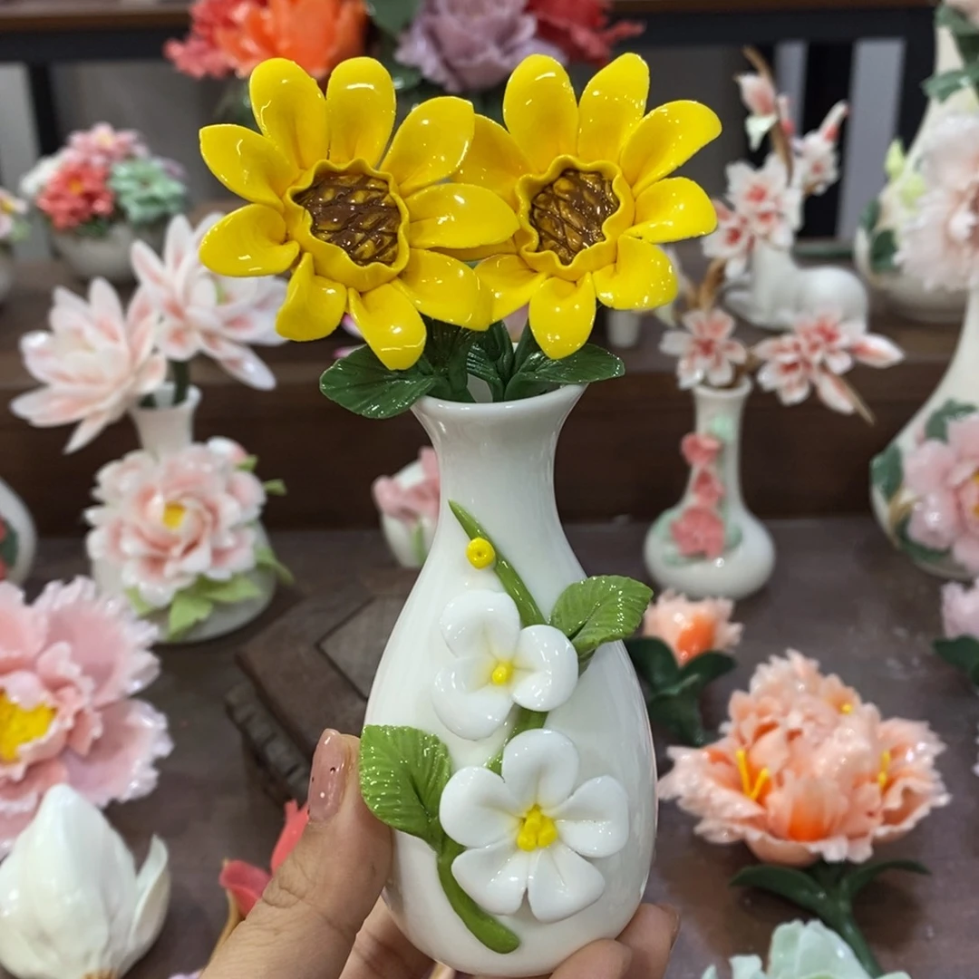 摆件陶瓷手工花摆件