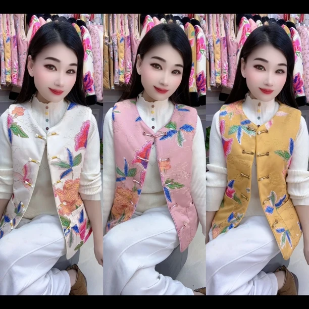 秋冬季新款显瘦加棉马夹新中式时尚百搭国风棉马甲