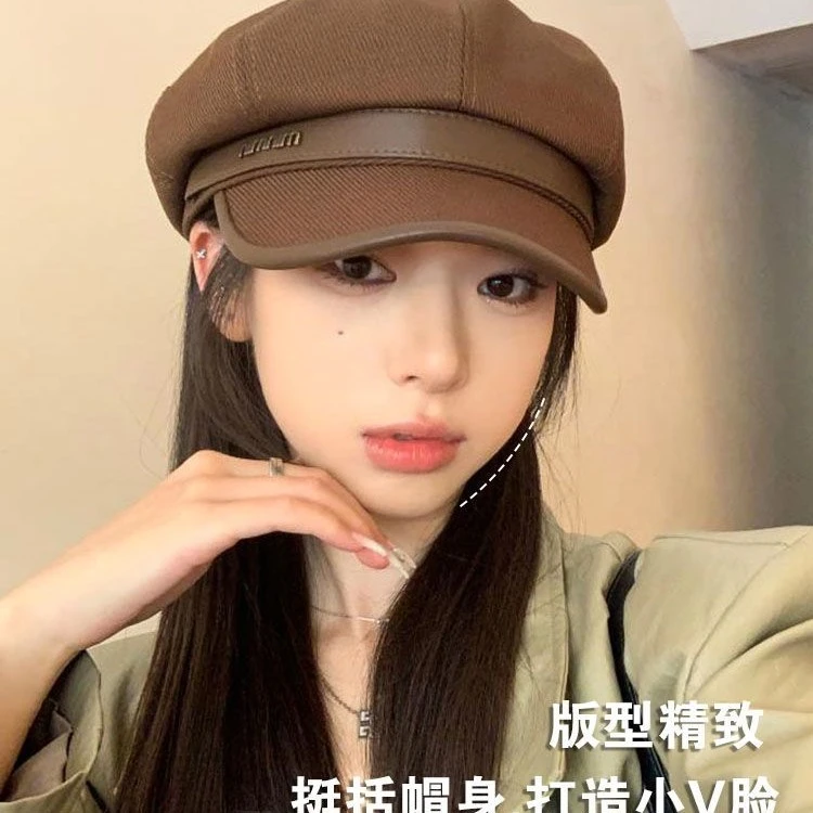 秋冬季鸭舌帽子女日系休闲复古画家帽贝雷帽显脸小英伦百搭八角帽