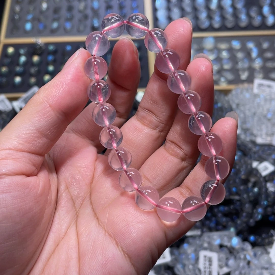 水晶手链未镶嵌星光莫粉手链9.5m