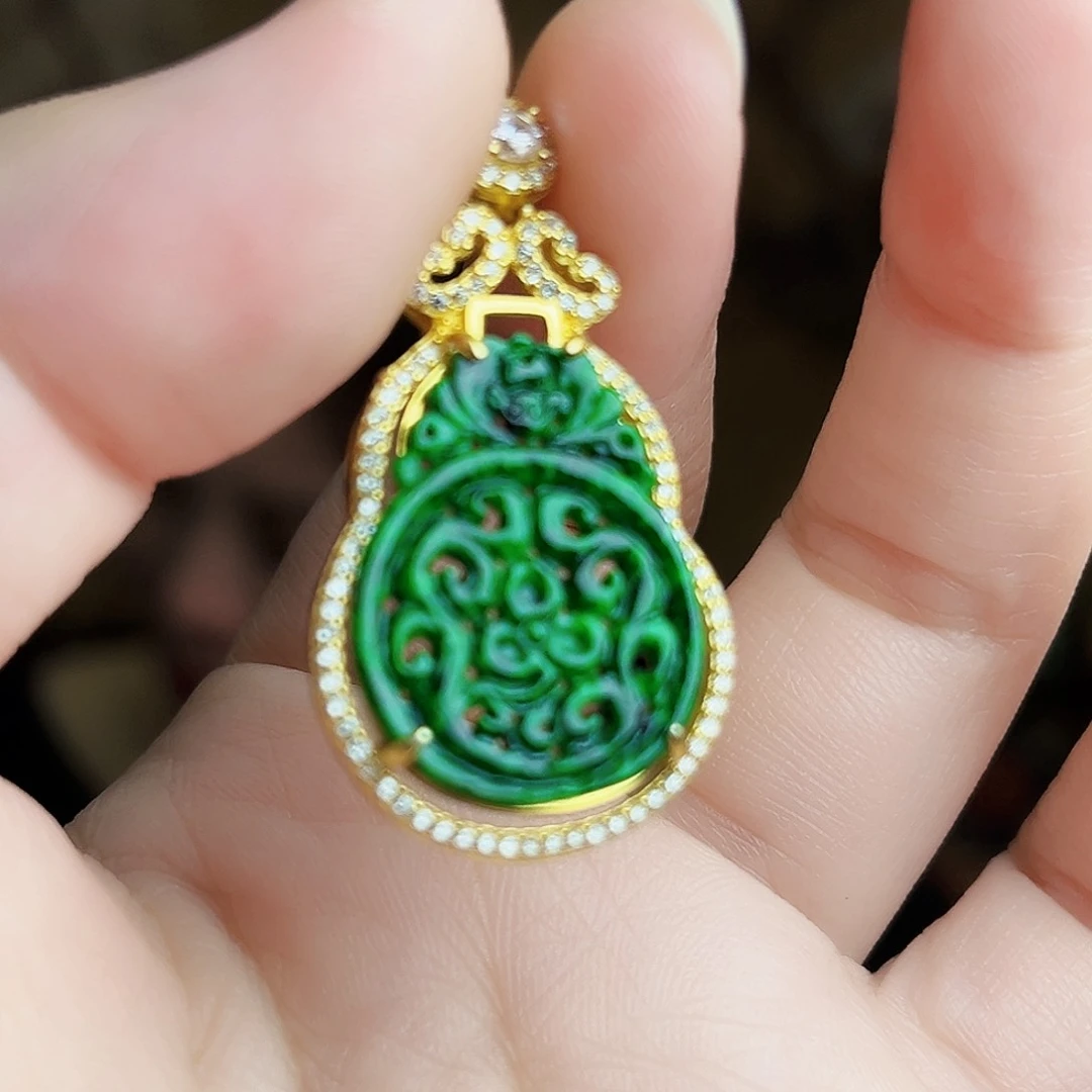 翡翠银S925镶嵌颈饰吊坠