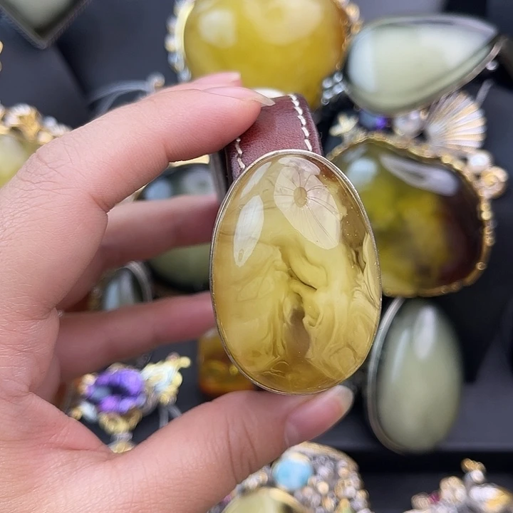 琥珀银S925镶嵌裸石