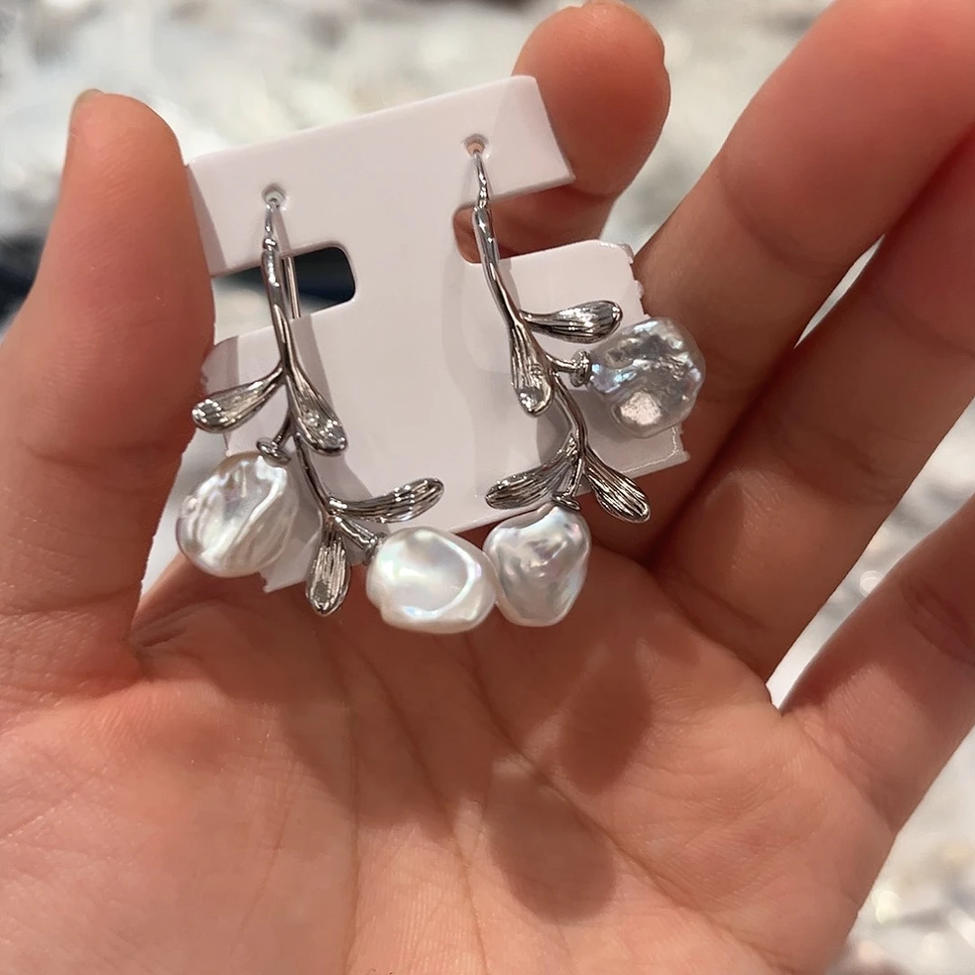 合金淡水珍珠耳饰