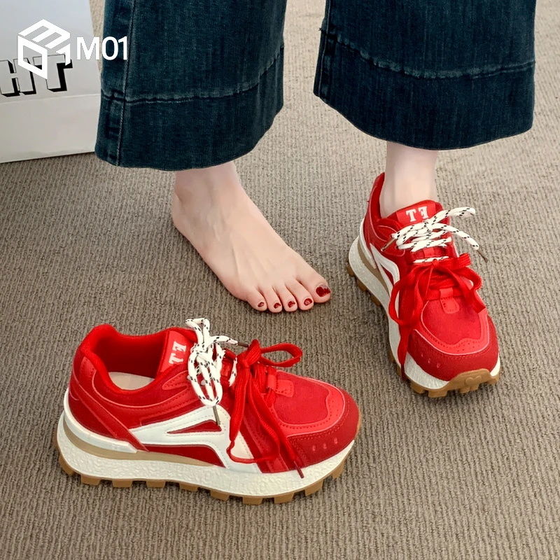 M01厚底老爹鞋女鞋子新款爆款秋季德训阿甘鞋增高百搭休闲运动鞋