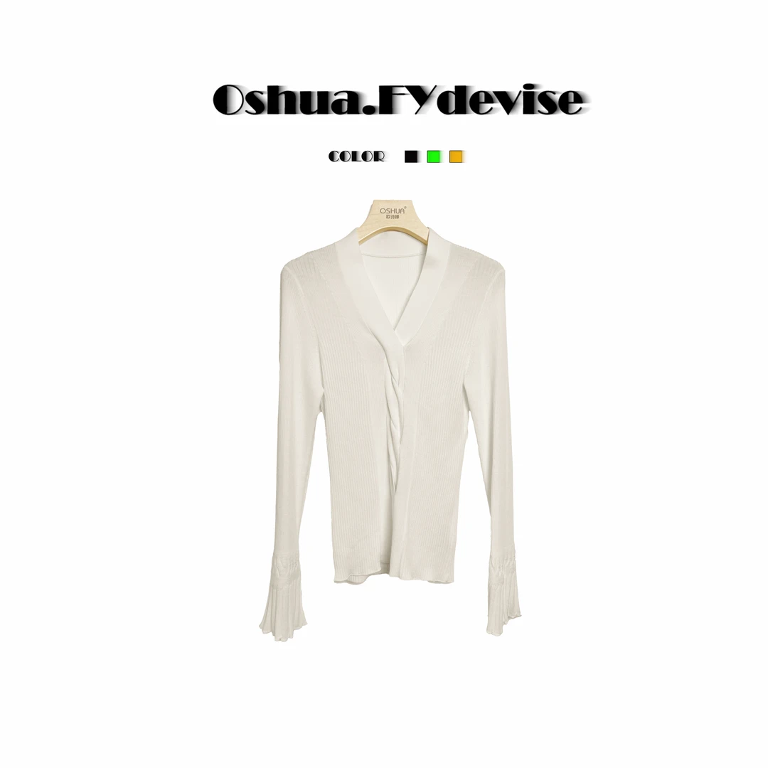 Oshua/欧诗嬅定制澳洲美丽诺羊毛法式优雅时尚针织打底衫25261