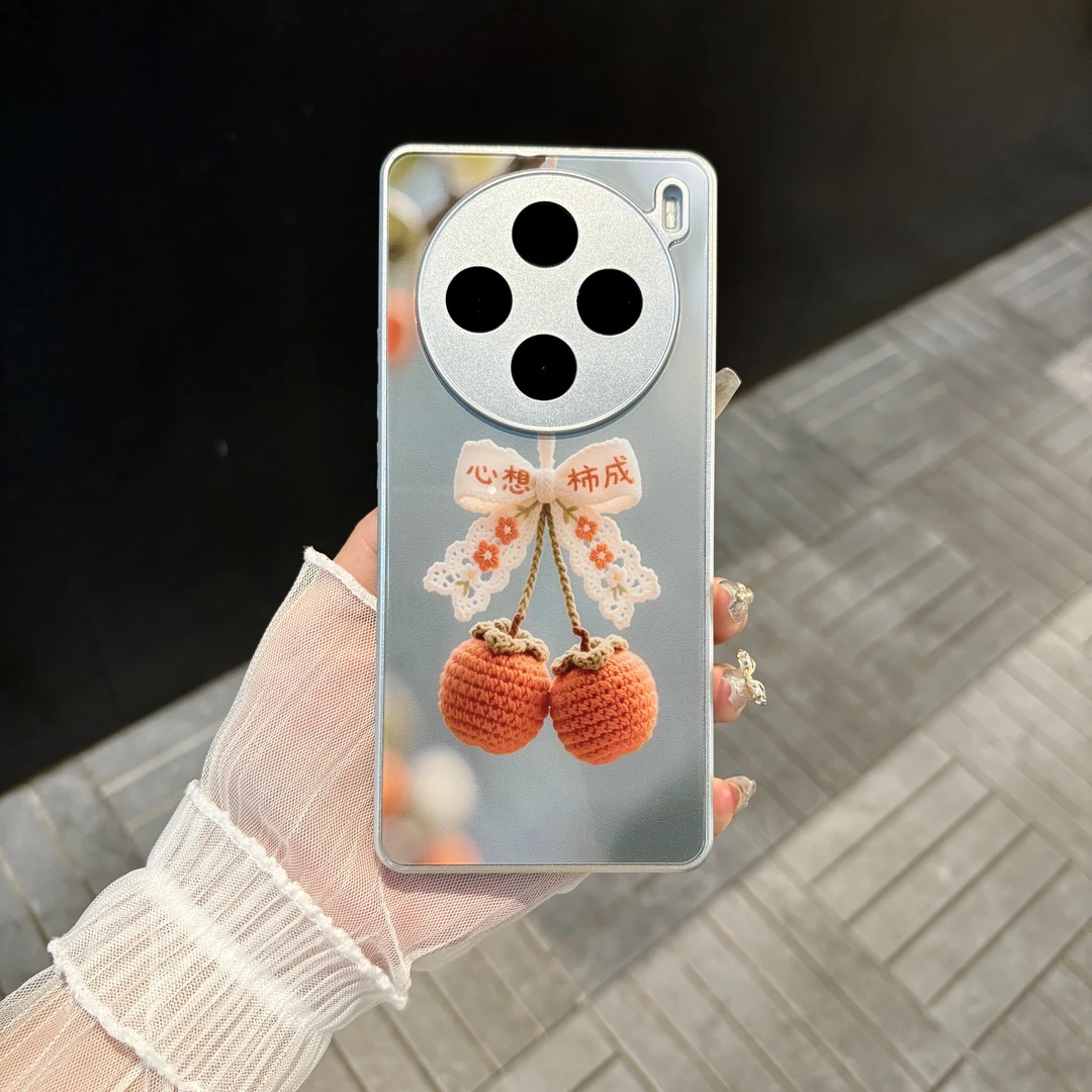 苹果/华为/oppo/vivo/小米 心想柿成适用vivo x100肤感玻璃手机壳