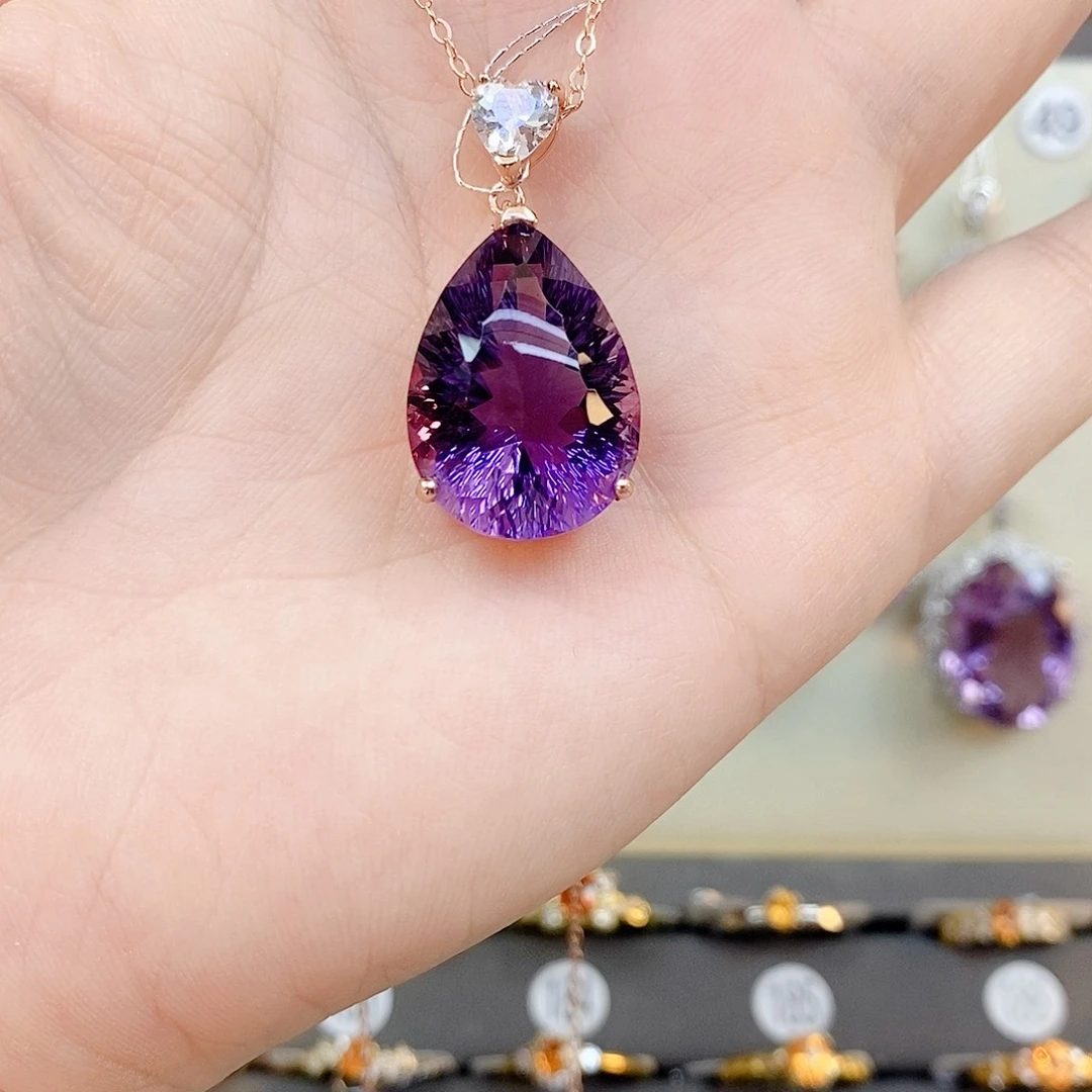 紫晶银S925镶嵌吊坠(赠链)