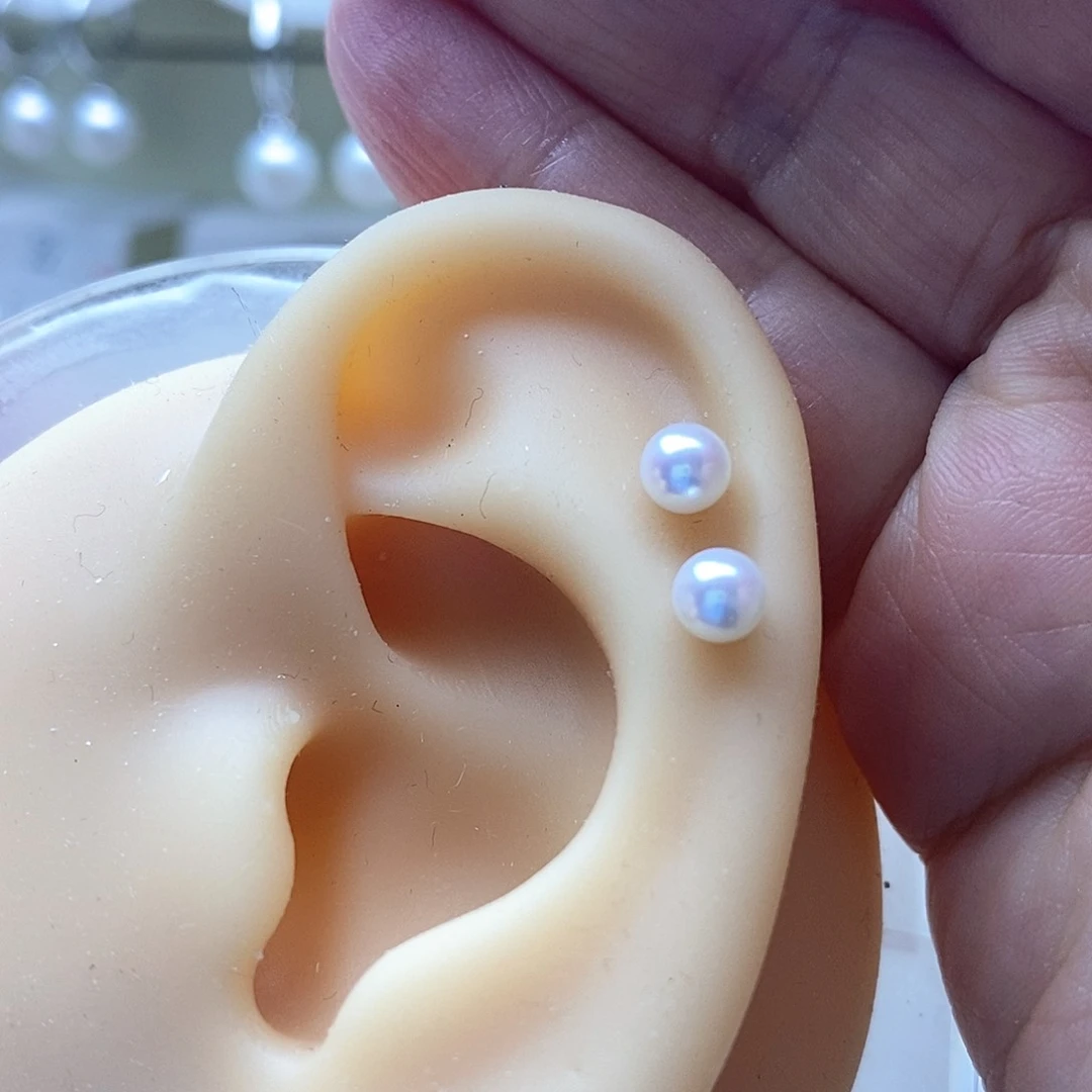 淡水珍珠耳饰银S925镶嵌