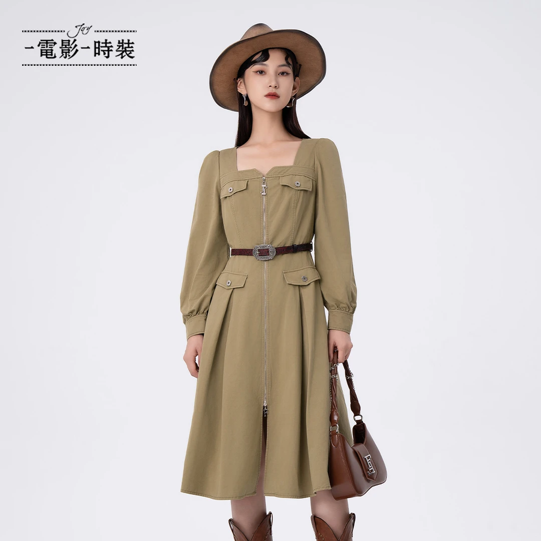 【白姐专属】一电影一时装工装长袖梭织连衣裙酷飒FFNL114440