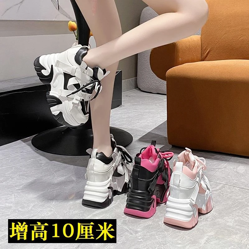 【澳门专柜正品】10cm内增高老爹鞋子女2025新款春秋小个子厚底女鞋