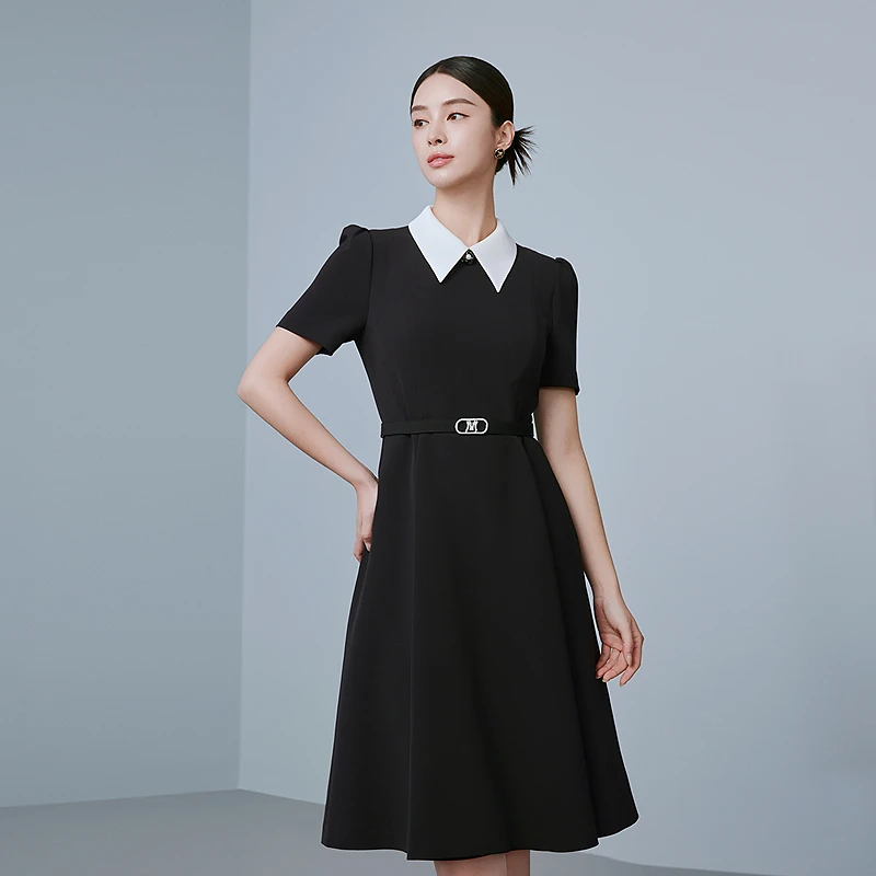 【晨粉专享价】高级感翻领连衣裙2025年新款气质-MOGB02WOP013B11