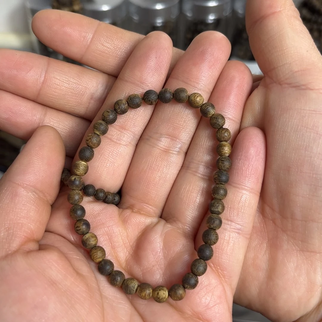 沉香手串油叶子沉水浮05单圈