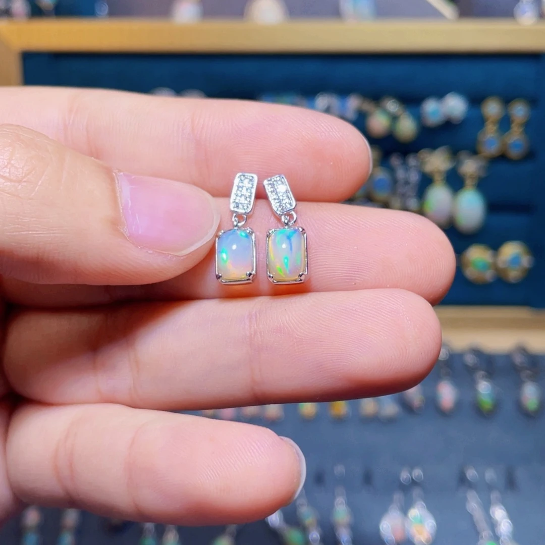 欧泊耳钉）银S925镶嵌