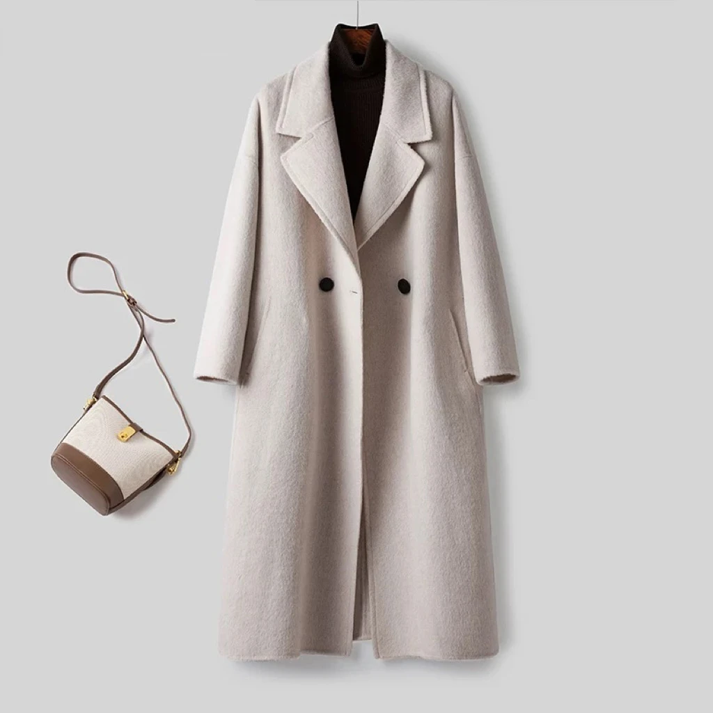 111双面呢毛呢外套长款厚款不褪色保暖常规秋冬气质