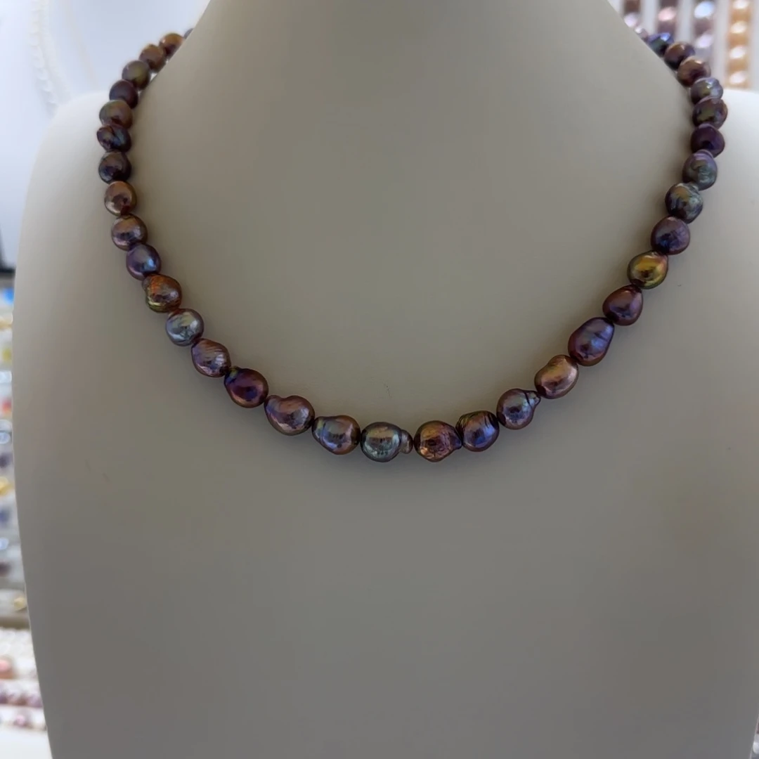 淡水珍珠银S925镶嵌项链