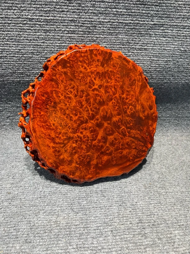 缅花瘤疤整木掏挖镂空盘根底座27×28×3cm