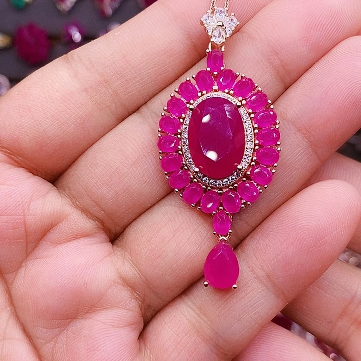 颈饰银S925镶嵌红宝石