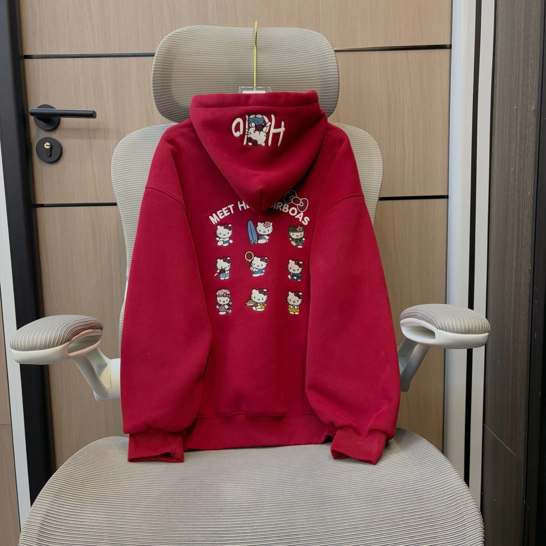 冬款韩范运动凯蒂刺绣加绒女童连帽卫衣 F361 361 K