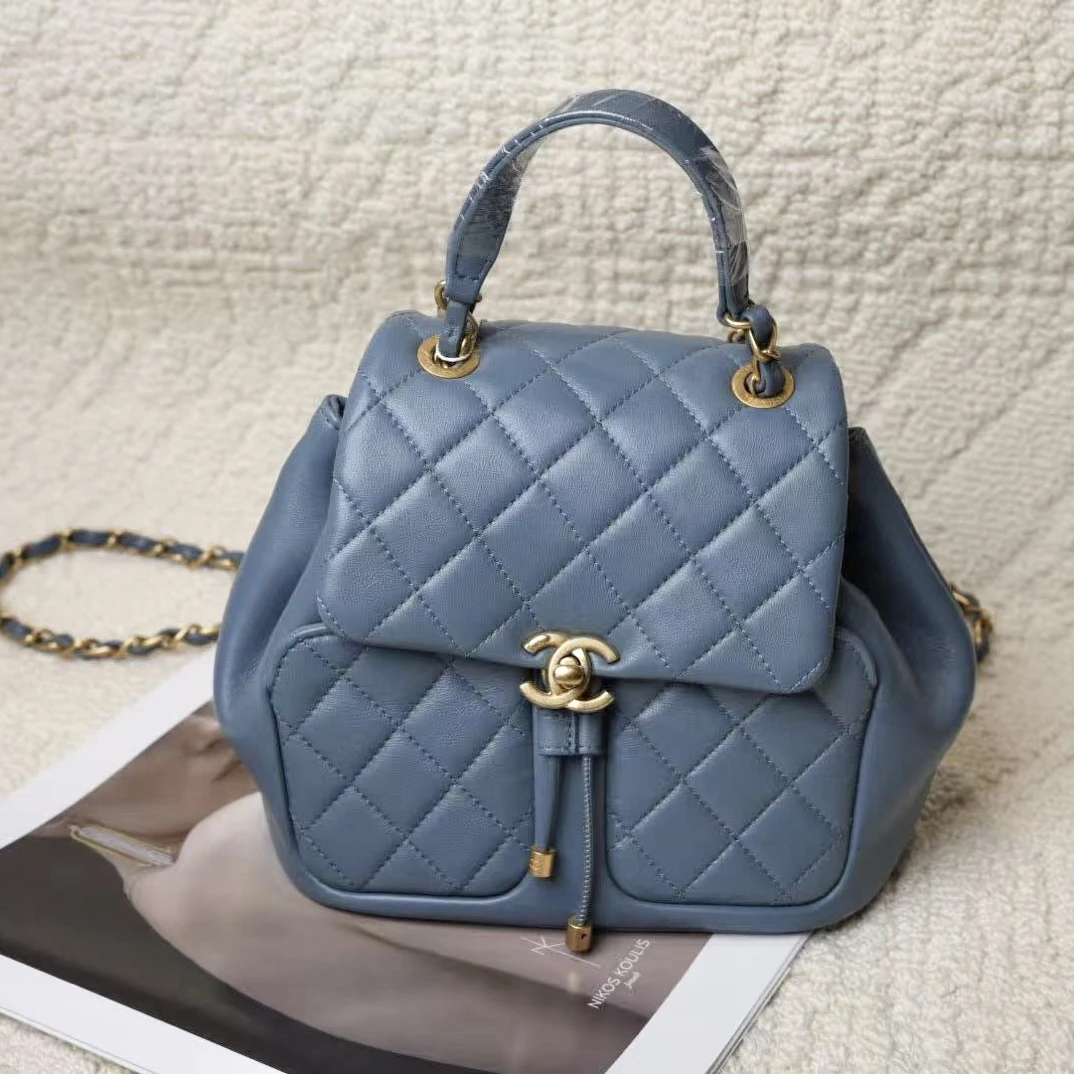 99新 Chanel/香奈儿 Chanel香奈儿雾霾蓝23K屁股双肩包（11519667）