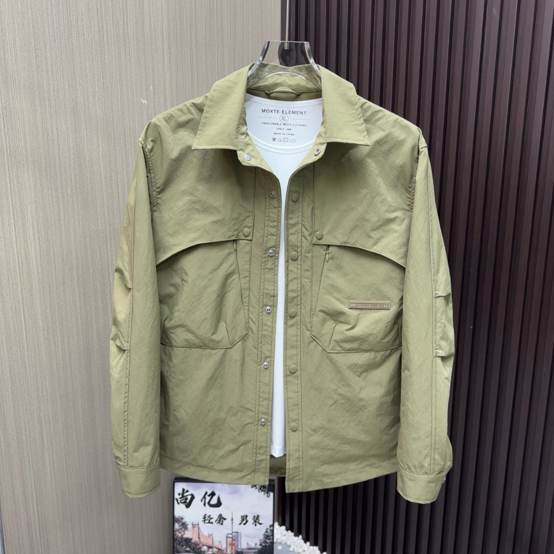 尚亿150春季新款简约轻奢男士翻领衬衣外套商务休闲时尚百搭外套