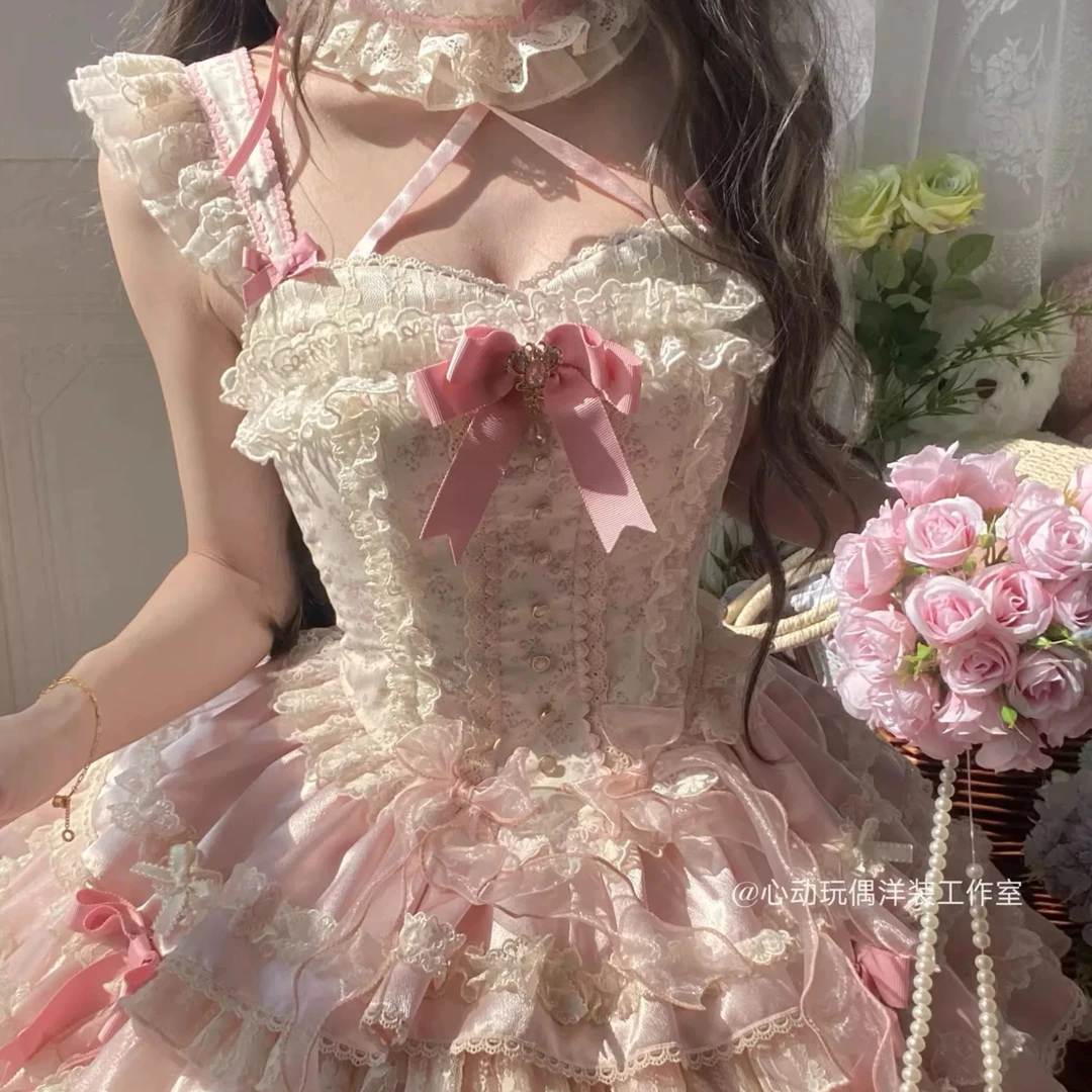 实体店现货 心动玩偶原创芭蕾风Lolita碎花洛丽塔连衣裙