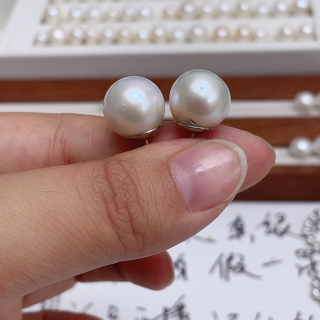 银S925镶嵌淡水珍珠耳饰陈**m